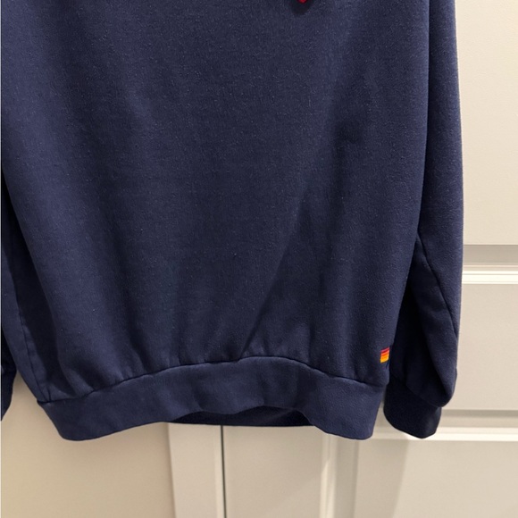 Aviator Nation Heart Embroidered Crew Sweatshirt Navy with Red Heart - Picture 8 of 12